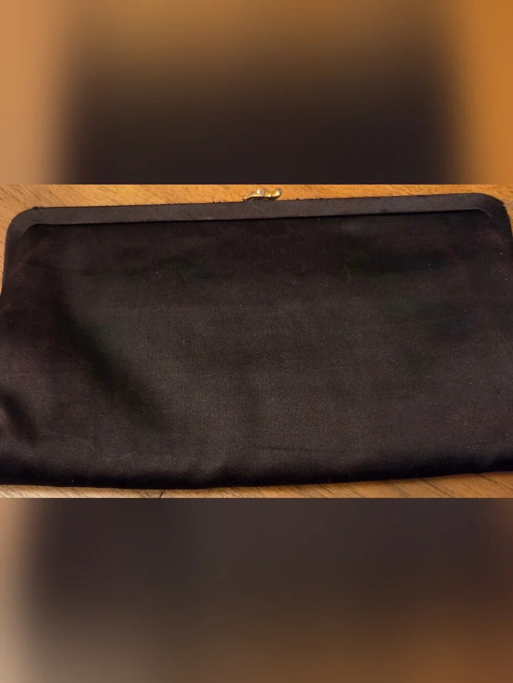 Vintage 1950s Harry Levine H-L USA Black Silk Satin Evening Clutch Rhinestone